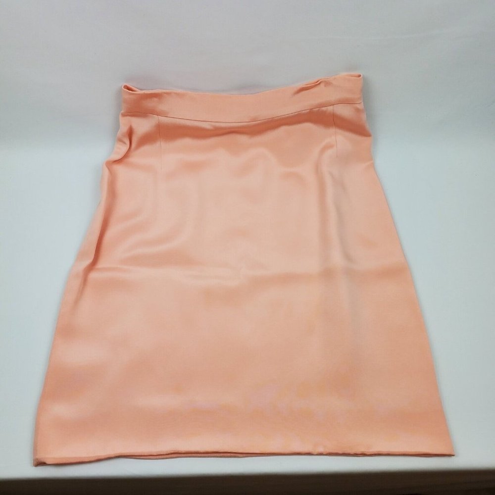 Jimmy Gamba 100% Silk Zip Back Skirt With Lining Womens Size 10 Peach Coral Pink